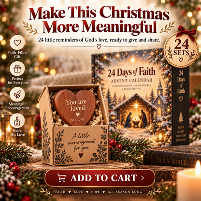 🎄 24 Days of Faith Advent Calendar – 24 Wooden Heart Scripture Keepsakes ✝️
