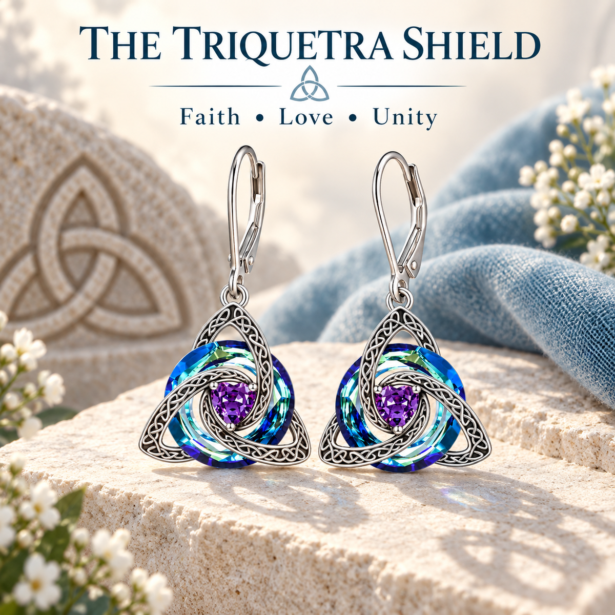 🛡️Celtic Knot Birthstone Drop Earrings – 12 Birth-Month Colours, One Meaningful Gift✨