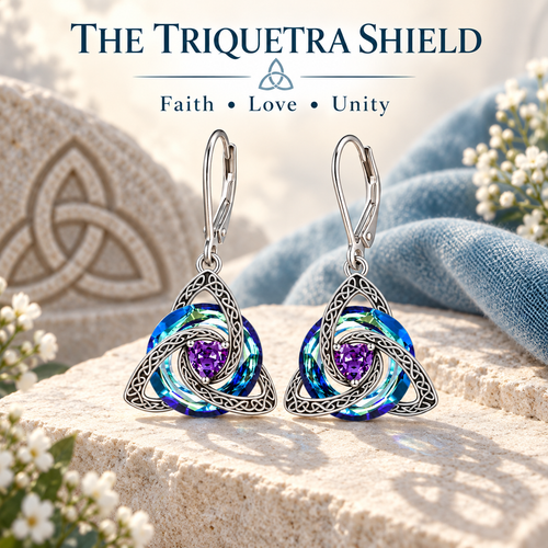 🛡️Celtic Knot Birthstone Drop Earrings – 12 Birth-Month Colours, One Meaningful Gift✨