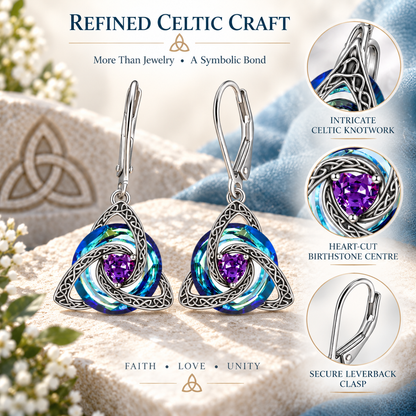 🛡️Celtic Knot Birthstone Drop Earrings – 12 Birth-Month Colours, One Meaningful Gift✨