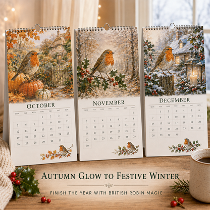 🐦2027 Robin Seasons Calendar – British Countryside Garden Bird Wall Calendar & Gift for Bird Lovers（副本）