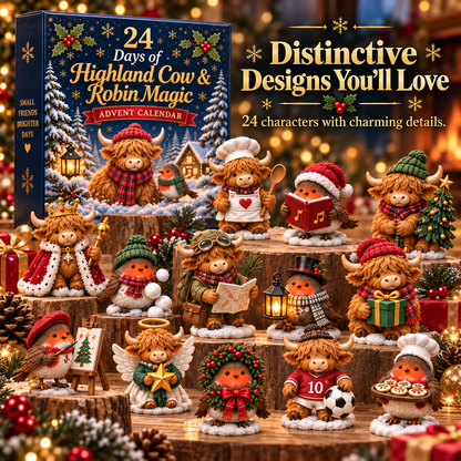 🎄 24 Days of Highland Cow & Robin Magic Advent Calendar