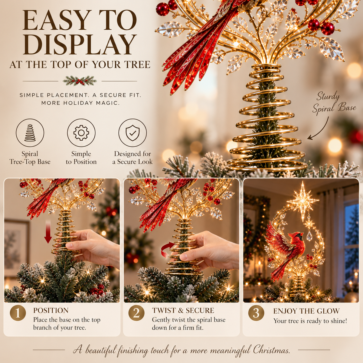 ❤️‍🔥Cardinal Heaven’s Light Tree Topper