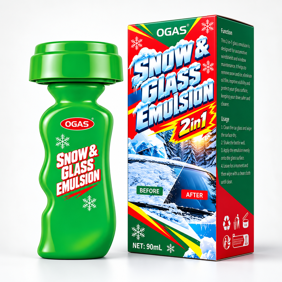 🚗2-in-1 Snow & Glass Cleaner – Winter Windscreen Care with Built-In Applicator❄️