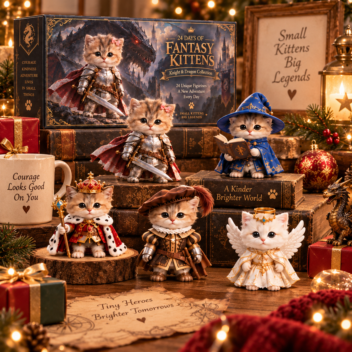 🐉 24 Days of Fantasy Kittens Advent Calendar – Knight & Dragon Collection 🐱
