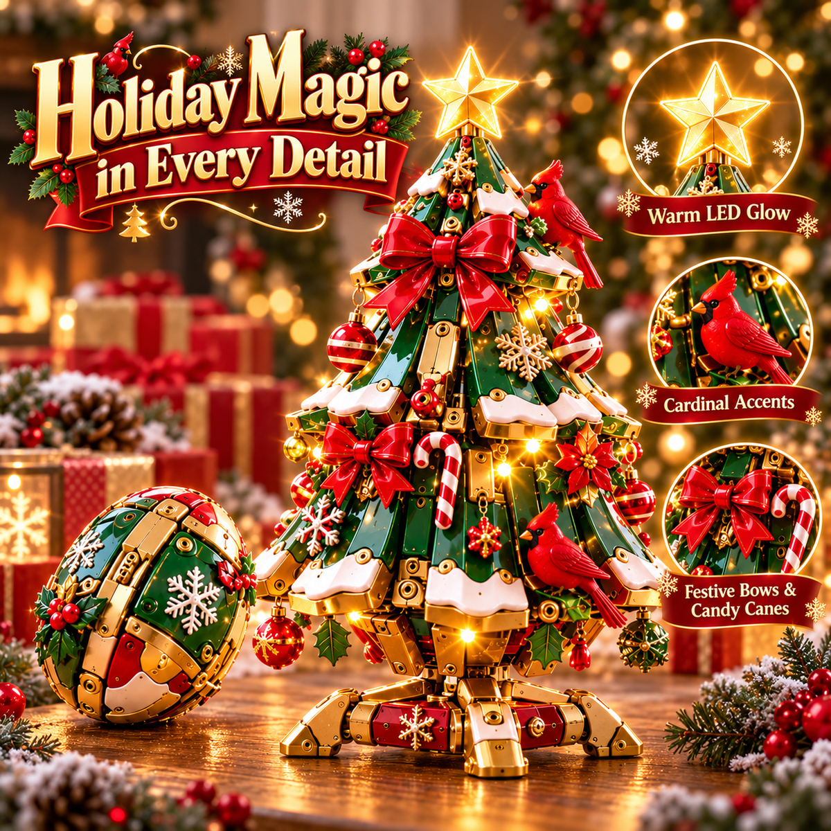 🎁Egg-to-Christmas Tree™ Magical Transforming Toy – Cardinal Christmas Tree Holiday Gift ✨