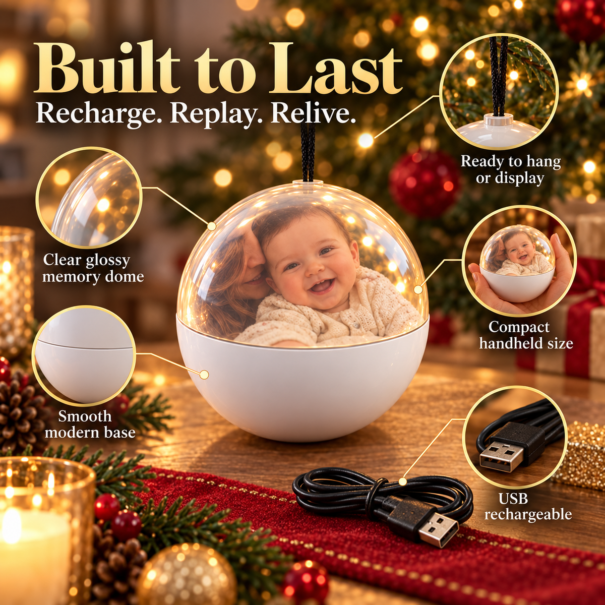 🎄 Video Memory Ornament – Personalised Photo & Video Christmas Keepsake