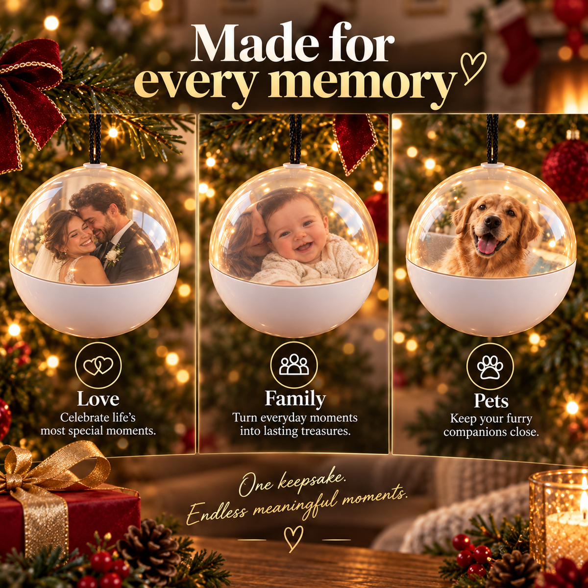 🎄 Video Memory Ornament – Personalised Photo & Video Christmas Keepsake