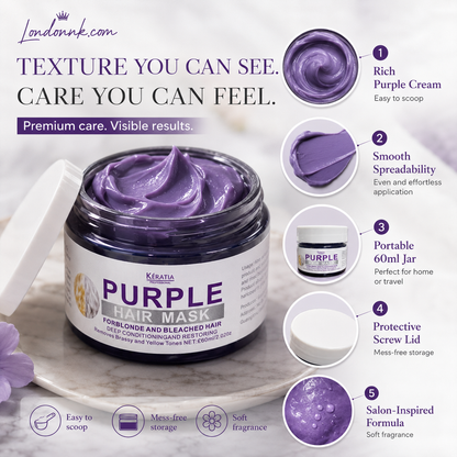 👱‍♀️Want to lighten your hair color?Your hair needs urgent care!Moisturizing Purple Hair Mask with Long-Lasting Scent