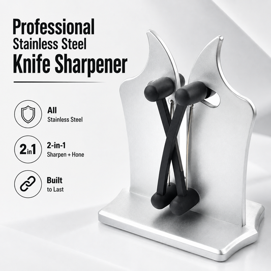 🔪Professional Stainless Steel Knife Sharpener – Fast Sharpening for Smooth, Wavy & Micro-Tooth Blades, Adjustable 16°-32°