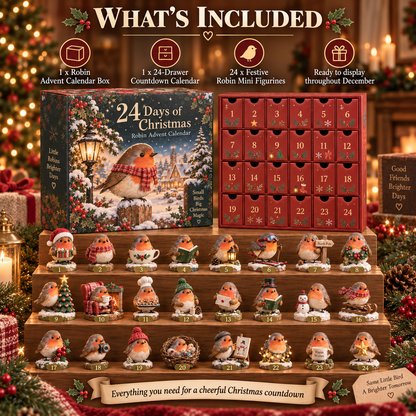 24-Day Robin Christmas Advent Calendar – 24 Festive Mini Figurines