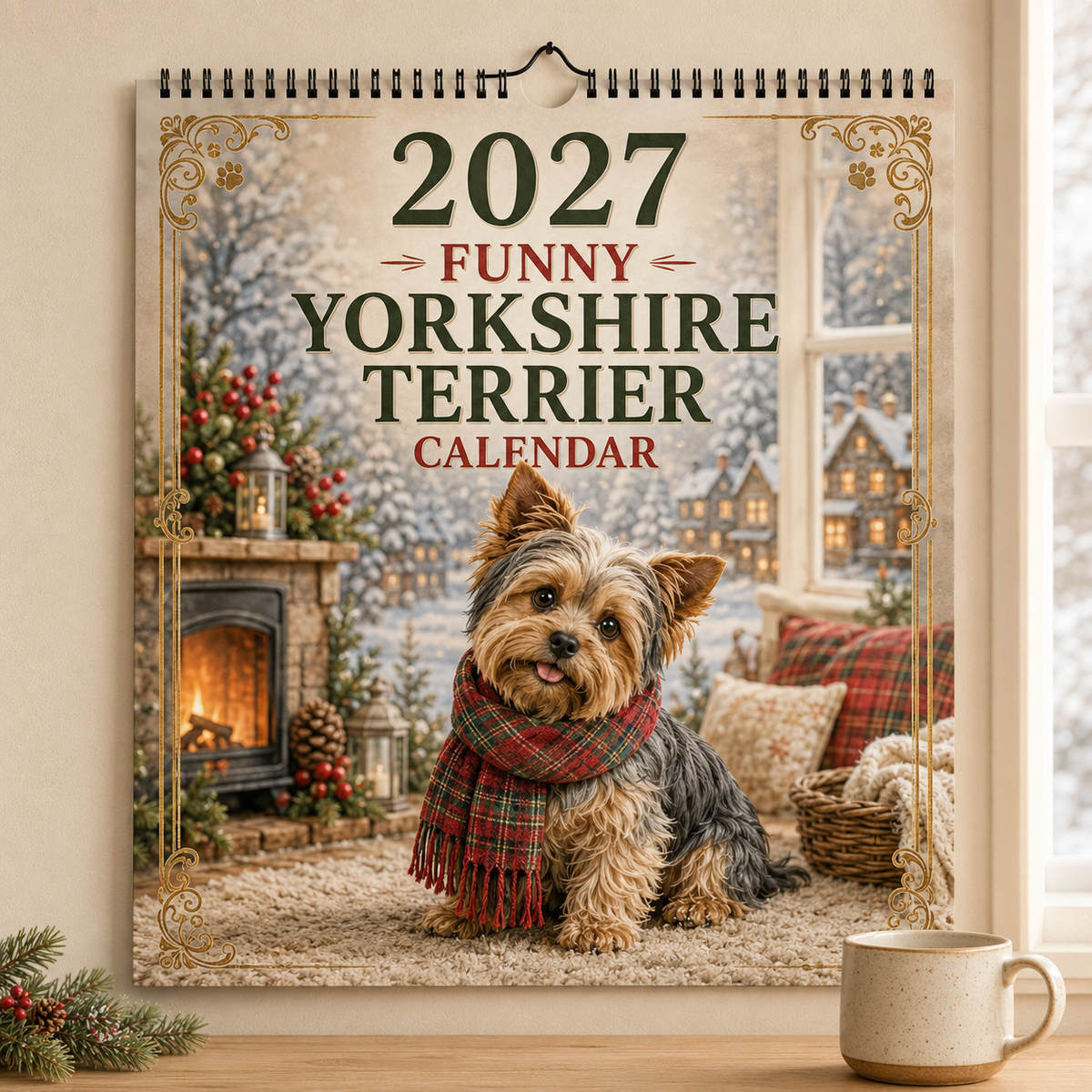 2027 Funny Yorkshire Terrier Wall Calendar | A4 Hanging Calendar