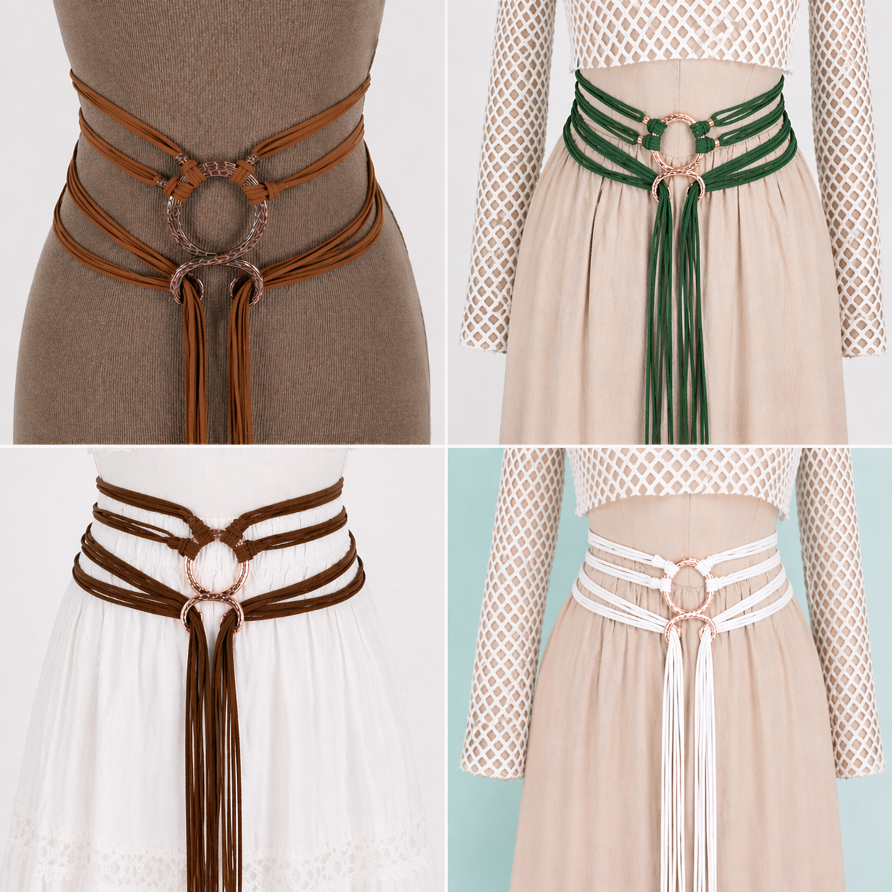 ❤️Medieval Viking Braided Leather Belt Set, with Ring Buckle & Tassel Decorations