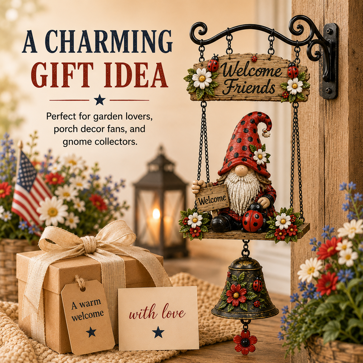🔥Limited time 49% OFF – Rustic Garden Gnome Bell Outdoor Decor 🐞🌼