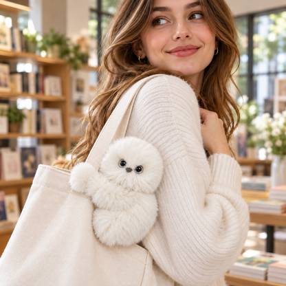 🎁 49% OFF🧸Interactive Fluffy Bag Charm – Cute Head-Turning Plush Companion