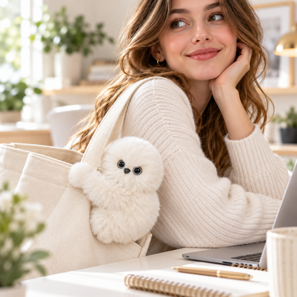🎁 49% OFF🧸Interactive Fluffy Bag Charm – Cute Head-Turning Plush Companion