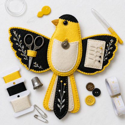 🐦 Bird-Shaped Felt Sewing Organizer DIY Kit - Cardinal