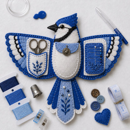 🐦 Bird-Shaped Felt Sewing Organizer DIY Kit - Cardinal