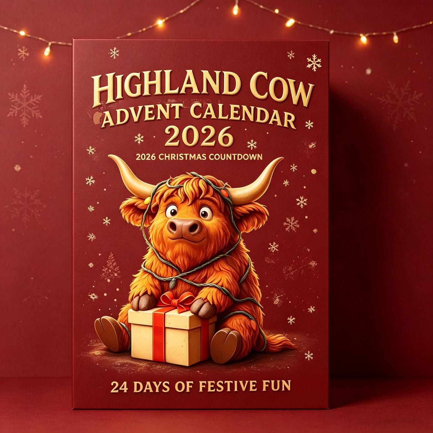 Highland Cow Advent Calendar 2026 – 24-Day Christmas Countdown with Cute Highland Cow Figurines
