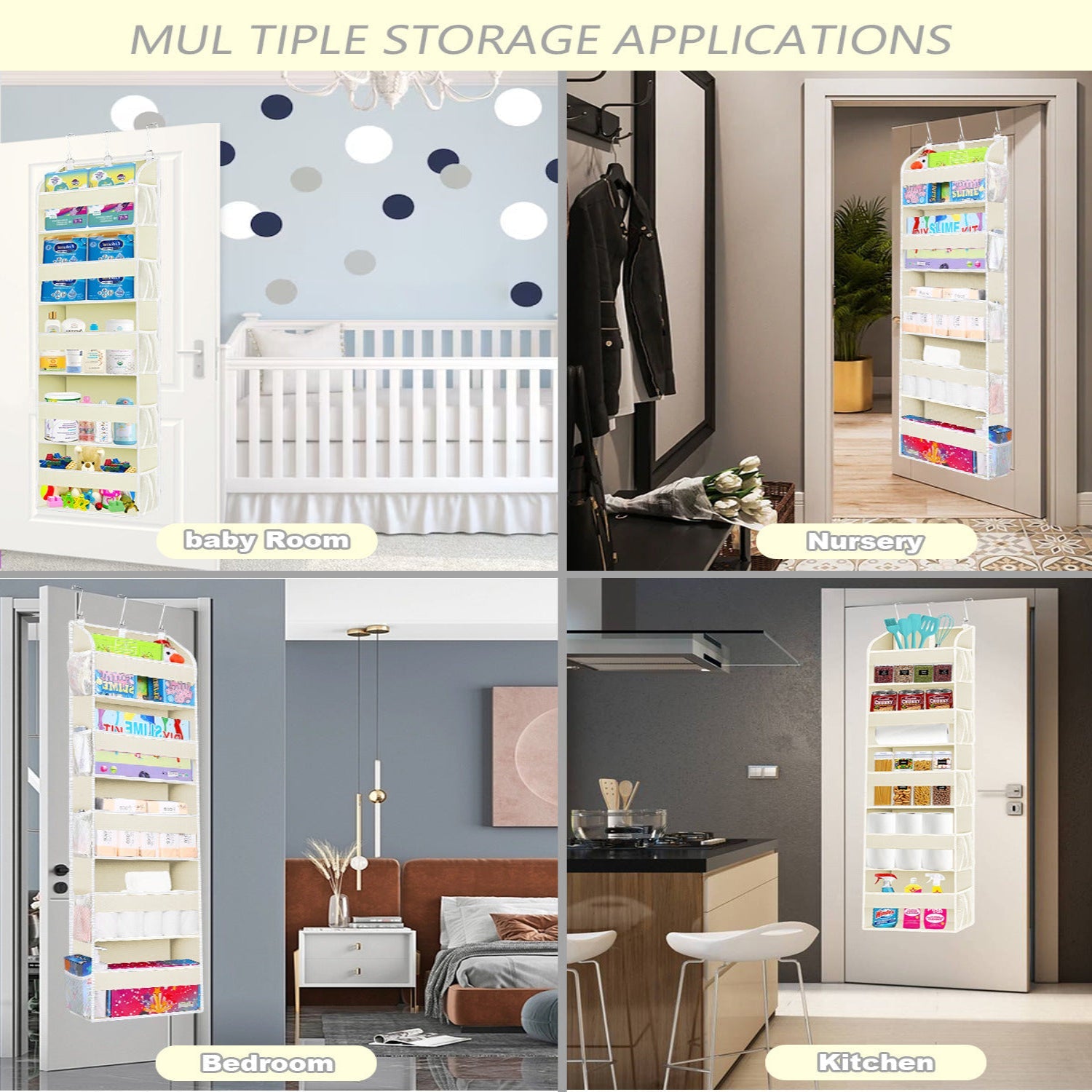 5-Tier Over The Door Hanging Organizer | Large Capacity Closet Storage Organizer with Reinforced Shelves