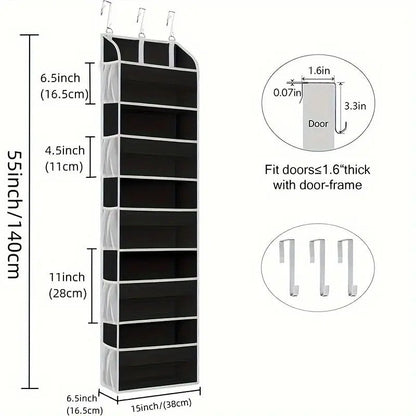 5-Tier Over The Door Hanging Organizer | Large Capacity Closet Storage Organizer with Reinforced Shelves