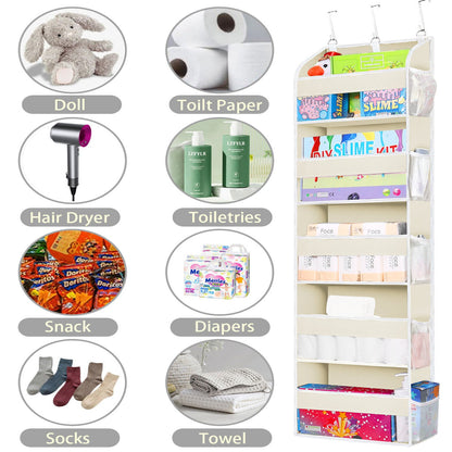 5-Tier Over The Door Hanging Organizer | Large Capacity Closet Storage Organizer with Reinforced Shelves