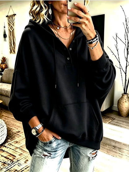 2026 New Cross-Border European And American Independent Station Women'S Hooded Sweatshirt Autumn And Winter Loose Solid Color Casual Long-Sleeved Tops For Women