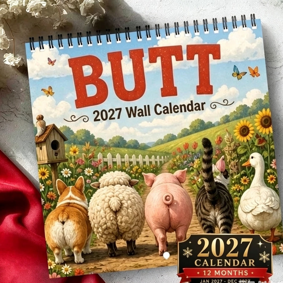 🍑🐾 BUTT Seriously… 2027 Funny Animal Wall Calendar