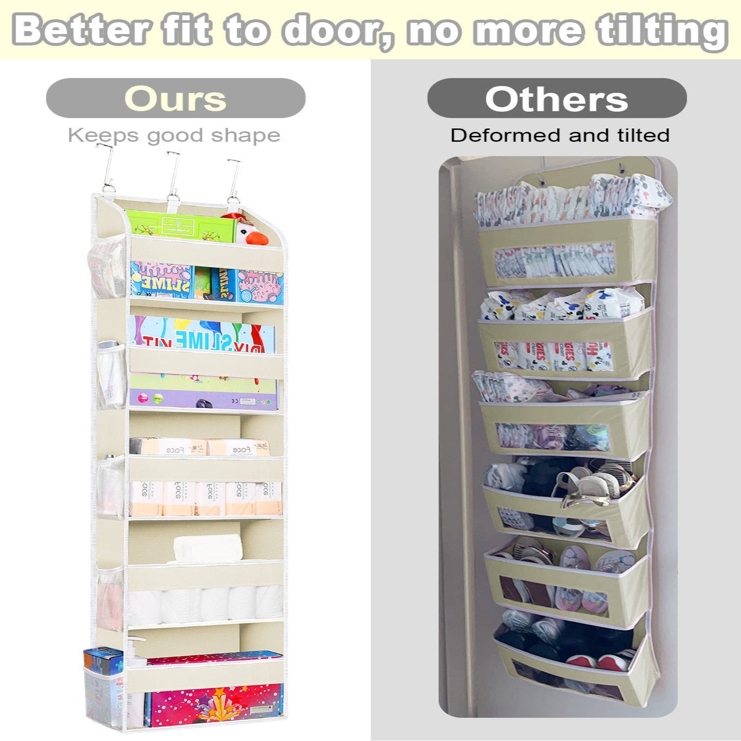 5-Tier Over The Door Hanging Organizer | Large Capacity Closet Storage Organizer with Reinforced Shelves