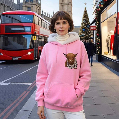 🐮 49% OFF! 🎁 Cute Highland Cow Fleece-Lined Hoodie – Cosy & Warm Hooded Sweatshirt | Soft Plush Lining | Cute Cow Design | Perfect for Chilly Days & Relaxing at Home