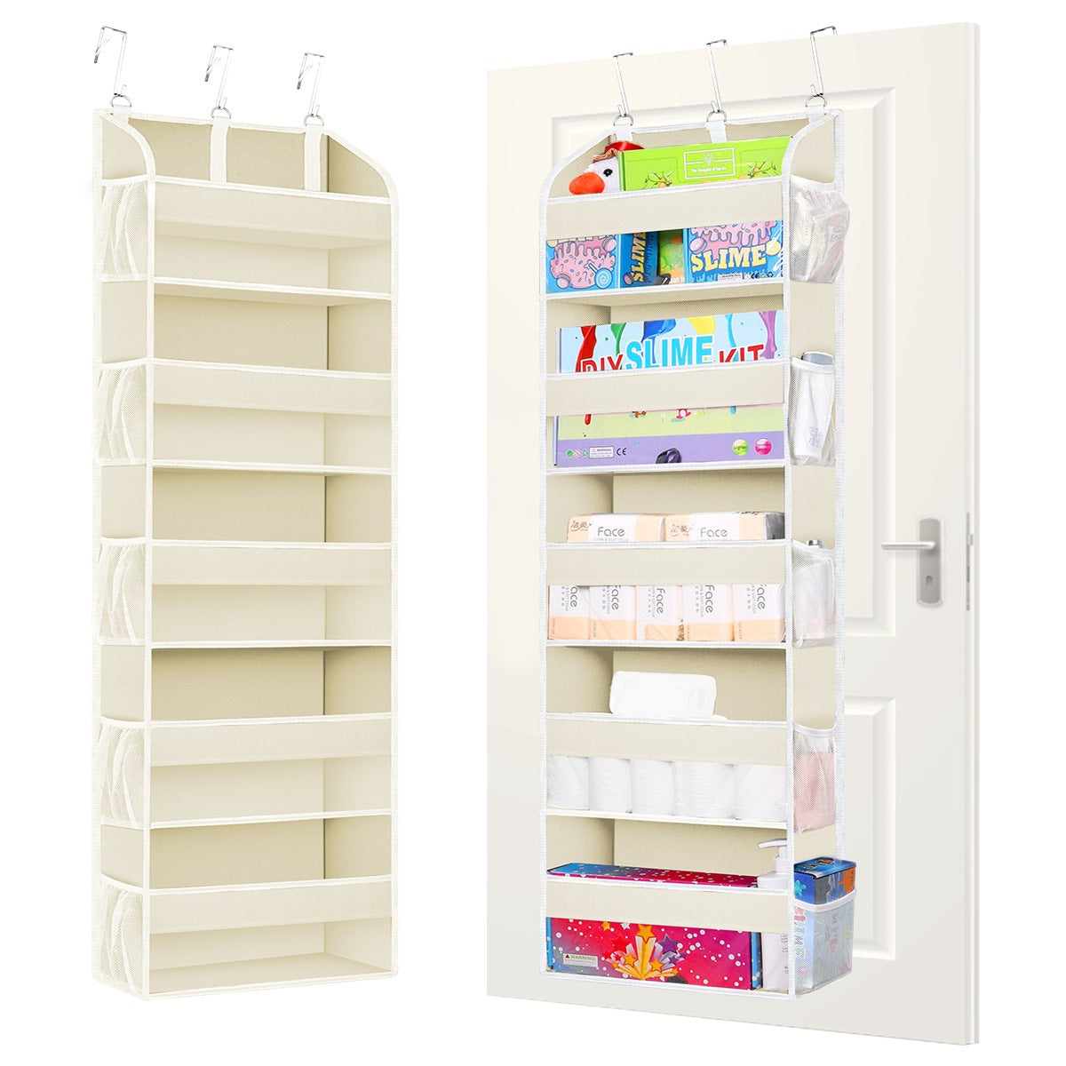 5-Tier Over The Door Hanging Organizer | Large Capacity Closet Storage Organizer with Reinforced Shelves