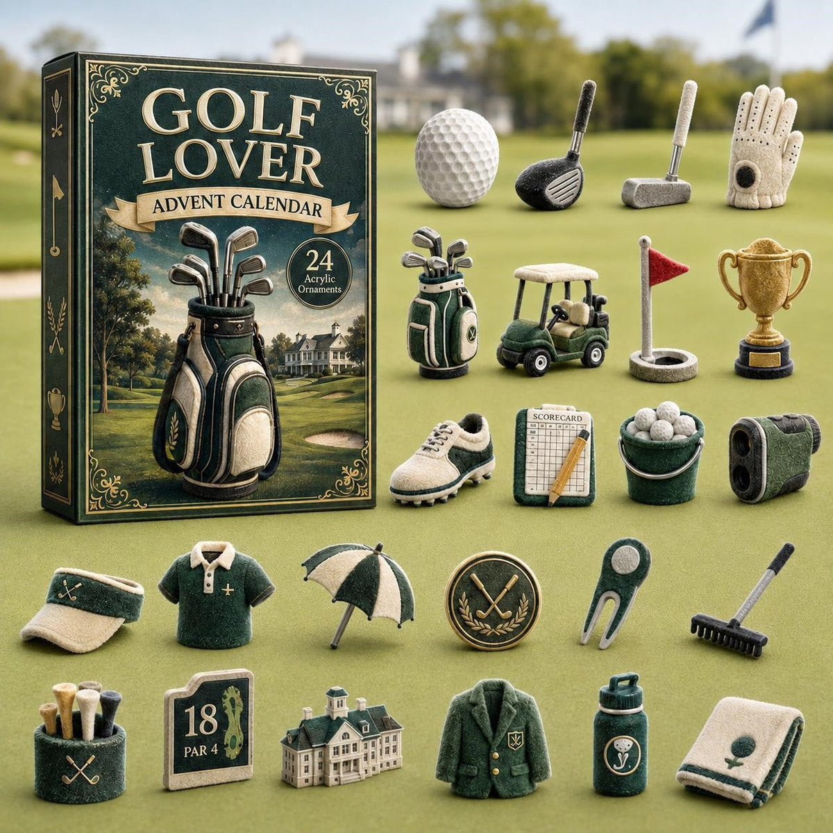 Golf Advent Calendar 2026 Collection – 24‑Day Festive Countdown, Acrylic Ornament Blind Box | Gift for Golf Fanatics ⛳