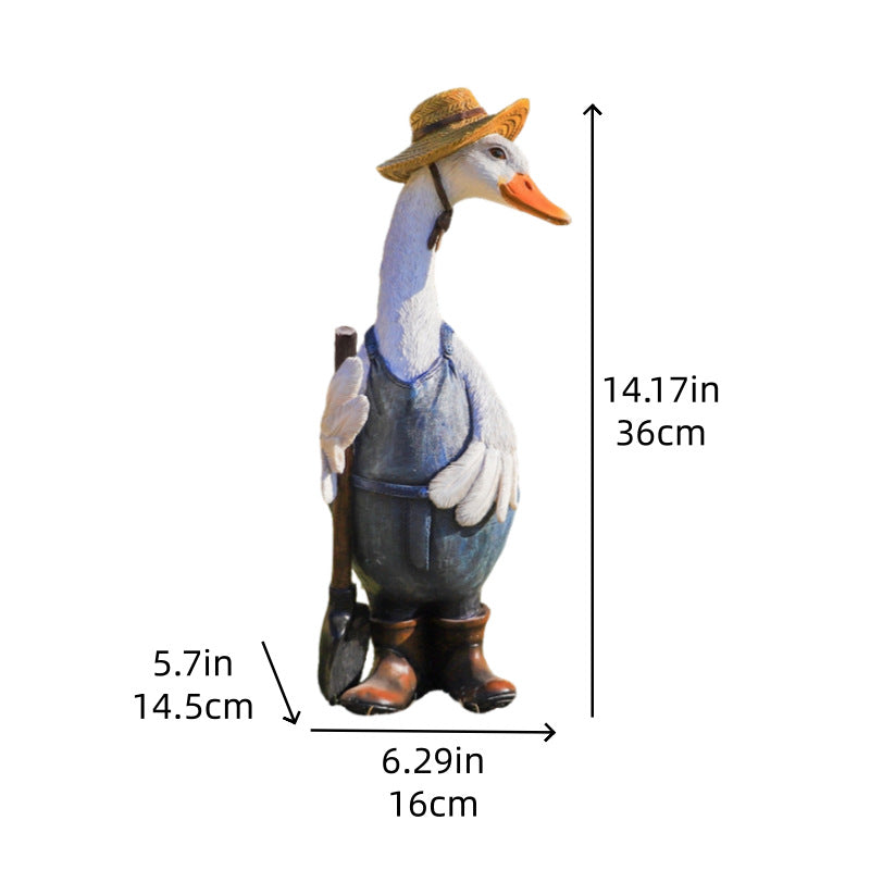 Whimsical Gardener Goose Resin Statue | Country Outdoor Garden Ornament for Porch & Lawn
