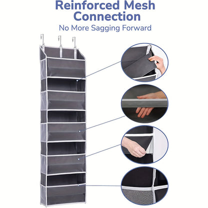 5-Tier Over The Door Hanging Organizer | Large Capacity Closet Storage Organizer with Reinforced Shelves