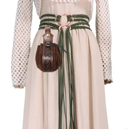 ❤️Medieval Viking Braided Leather Belt Set, with Ring Buckle & Tassel Decorations