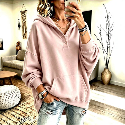 2026 New Cross-Border European And American Independent Station Women'S Hooded Sweatshirt Autumn And Winter Loose Solid Color Casual Long-Sleeved Tops For Women