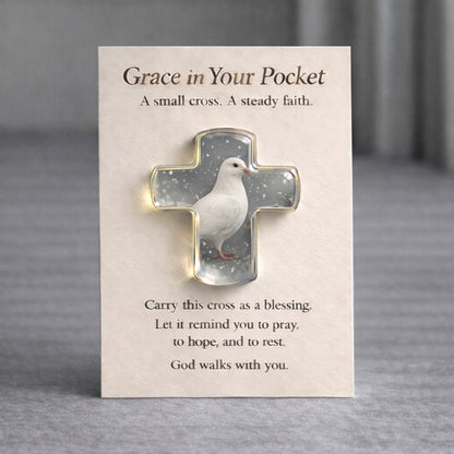 Pocket Hug Card Souvenir Pocket Hug Encouragement Card Angel Cross Charm Jewelry