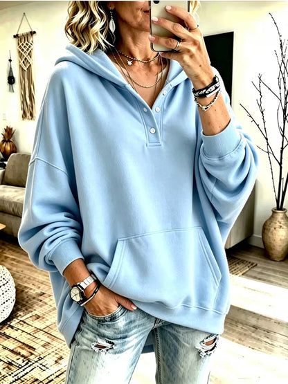 2026 New Cross-Border European And American Independent Station Women'S Hooded Sweatshirt Autumn And Winter Loose Solid Color Casual Long-Sleeved Tops For Women