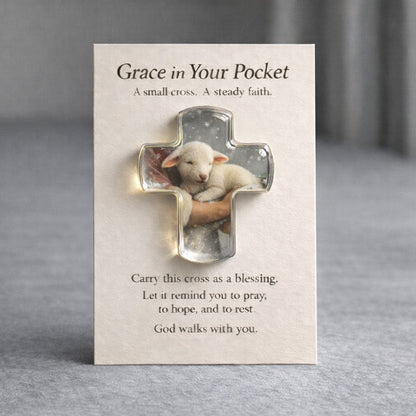 Pocket Hug Card Souvenir Pocket Hug Encouragement Card Angel Cross Charm Jewelry