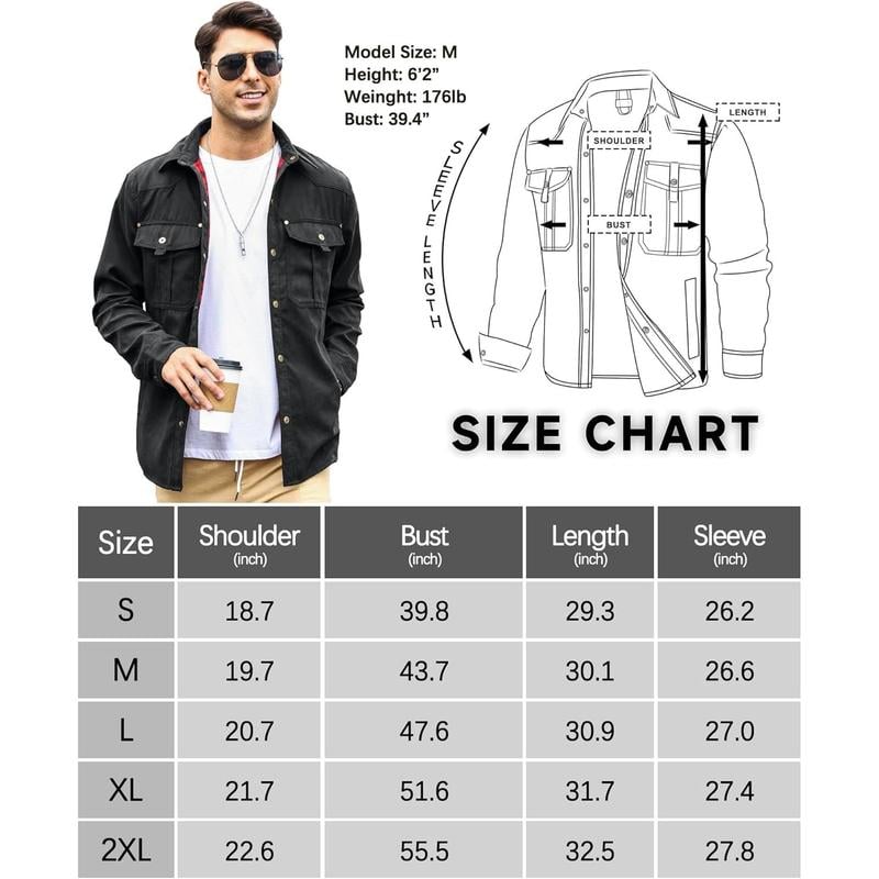 Men's Flannel Lined Shacket Jacket