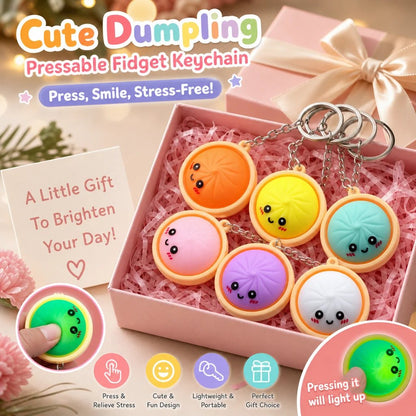 🏆 Last Day Special Price £8.99 ! 🔥Buy 1 Get 1 Free🎁Cute Dumpling Pressable Fidget Keychain - touch sensing light