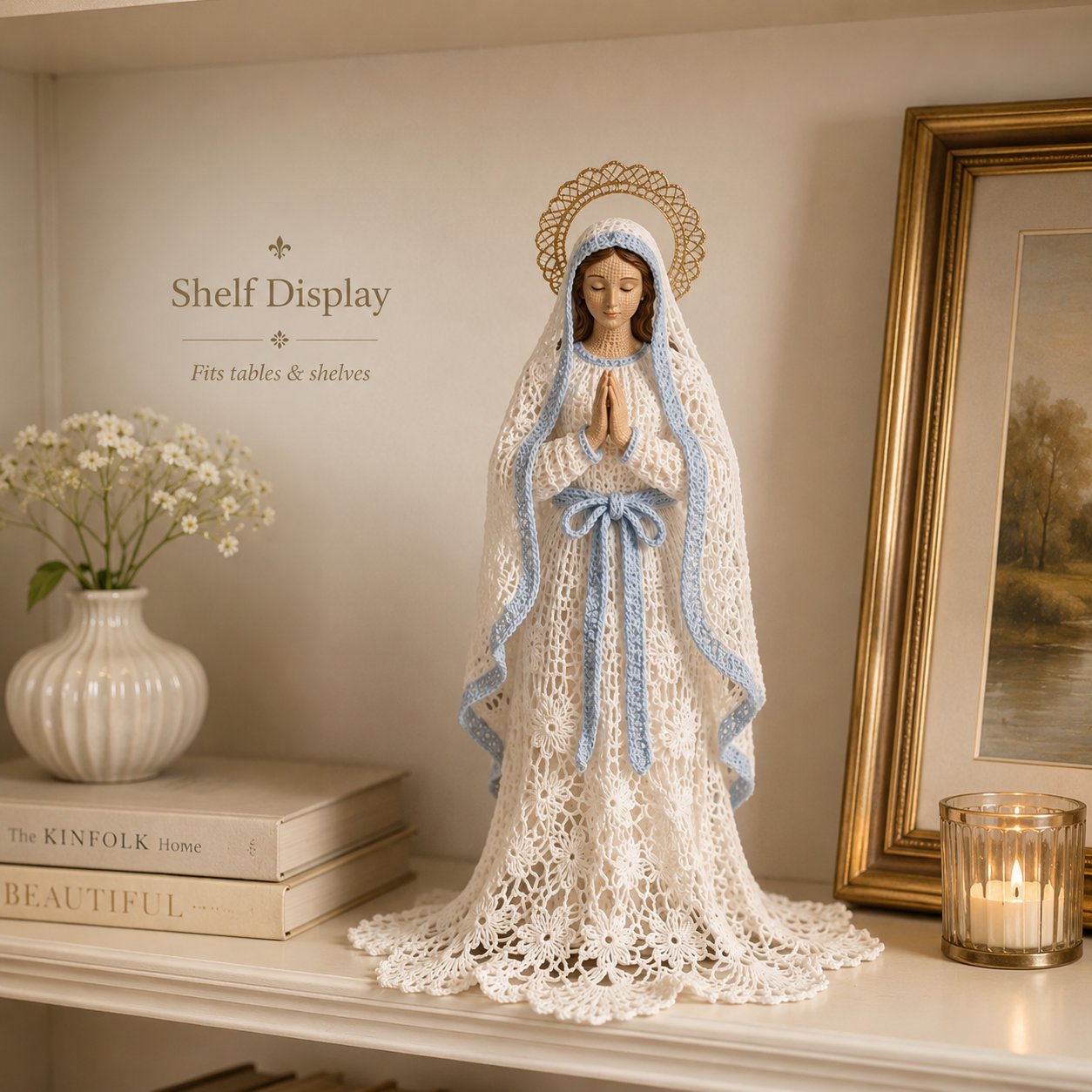 🔥Last Day 49% OFF - ✝️🧵Crochet‑Lace Style Virgin Mary Knitted Figurine
