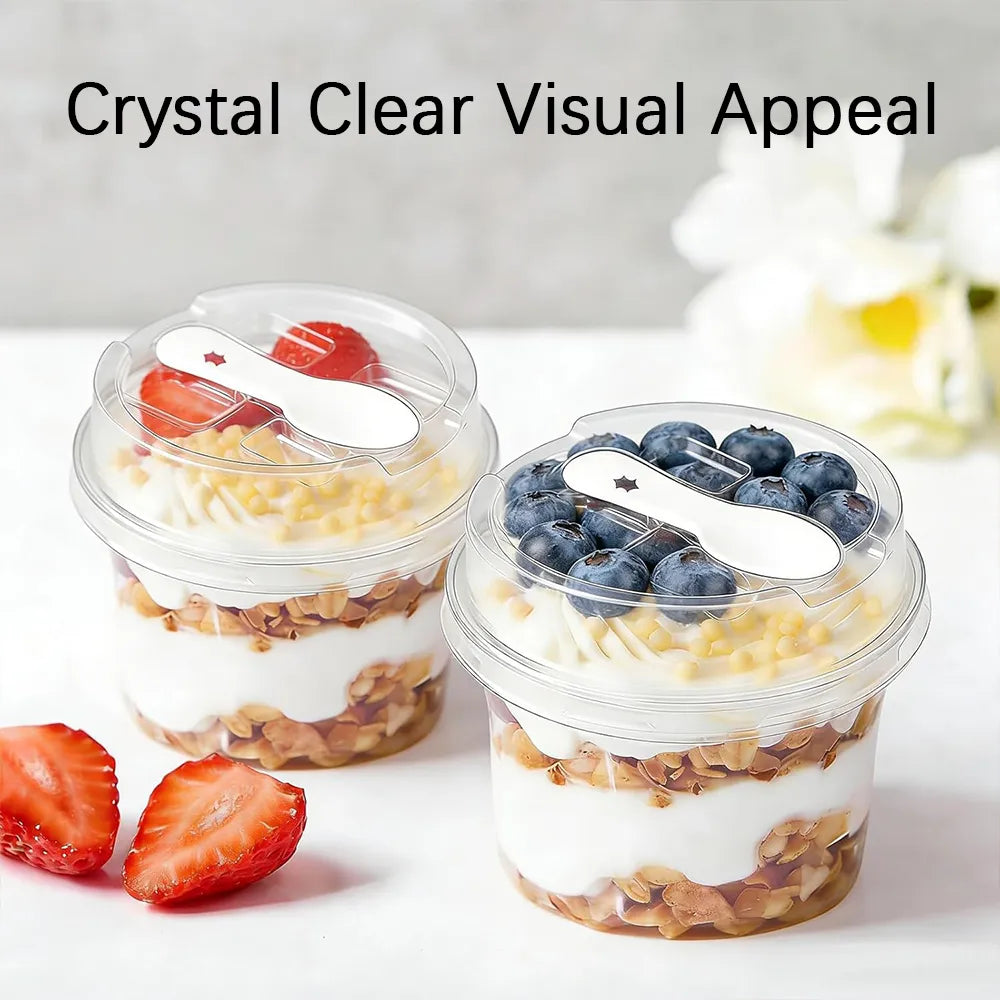 🍨 100 Pack Clear Dessert Cups with Lids & Spoons