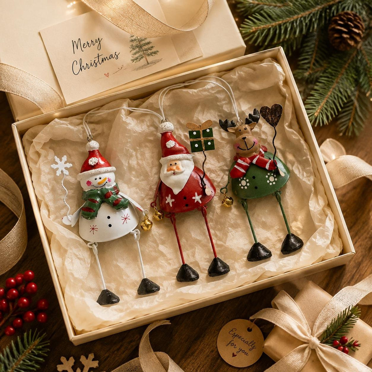 🌲Hot Sale Only ￡12.99!!!✨ Hand-Painted Metal Dangling Leg Christmas Ornaments
