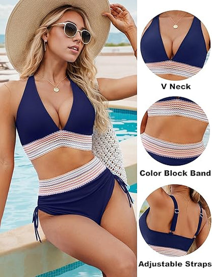 ⏳Last Day Promotion 49% OFF⛱️2026 High Waisted Tummy Control Color Block Bikini Sets