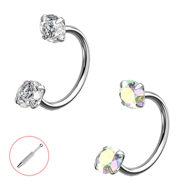Buy 1 Get 1 Free⏰Horseshoe Gem Nose Ring – Internally Threaded & Comfortable
