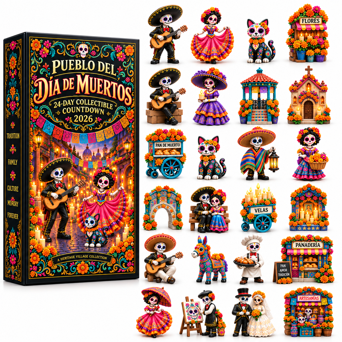 💀🌼 Pueblo del Día de Muertos 2026 – 24-Day Collectible Countdown Calendar 🎉