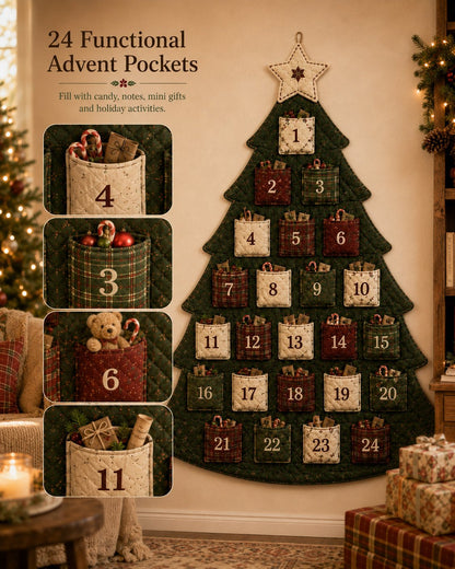 🔥Last Day 49% OFF - 🎄✨DIY 24-Pocket Fabric Christmas Advent Tree Kit
