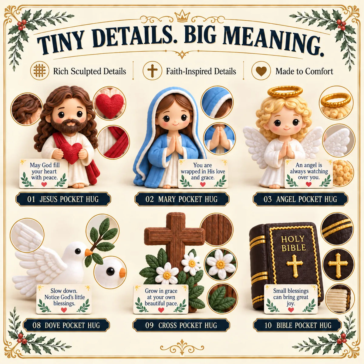 ⏳ Last Day 49% OFF – ✝️ 24 Days of Faith-Filled Pocket Hugs™ Advent Calendar | 24 Unique Hand-Painted Christian Keepsakes with Matching Encouragement Cards & No Repeated Designs 🎁