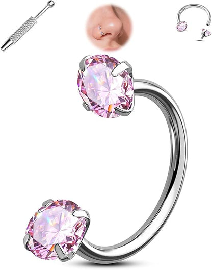 Buy 1 Get 1 Free⏰Horseshoe Gem Nose Ring – Internally Threaded & Comfortable